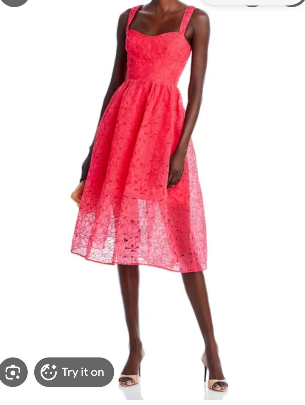 French Connection Coral Lace Midi Dress